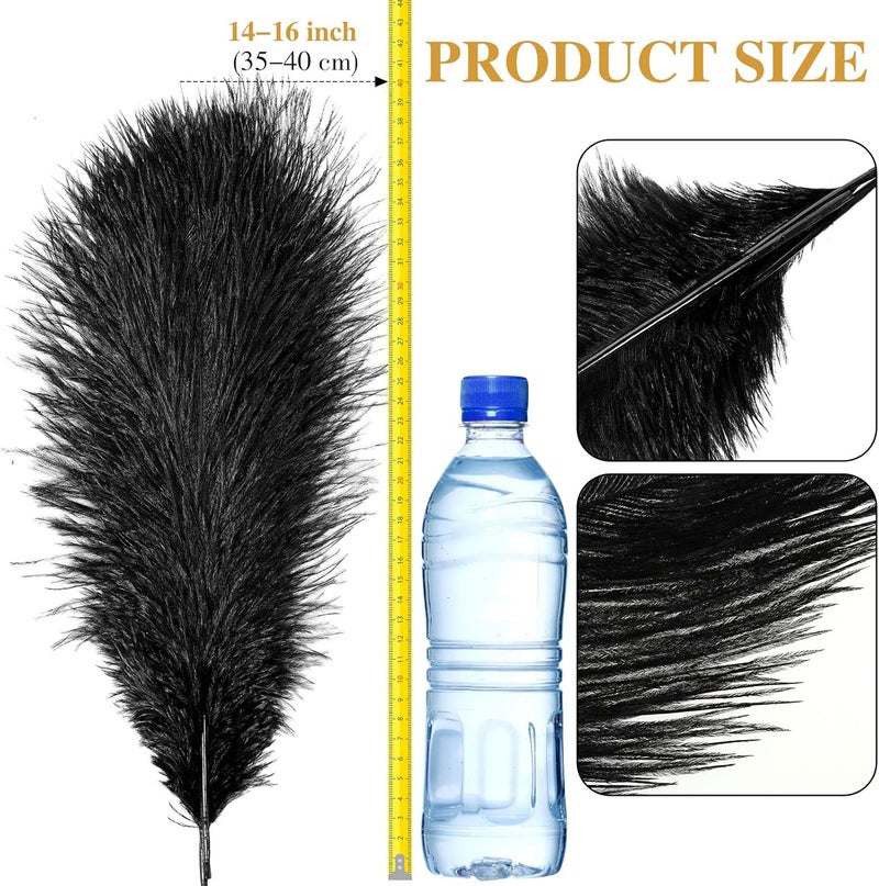 Retrowavy Store 50 Pcs 14-16 Inches Large Natural Ostrich Feathers Bulk for Centerpieces for Wedding Party Centerpieces Home Decoration Flower Arrangement (Black) - Image 2